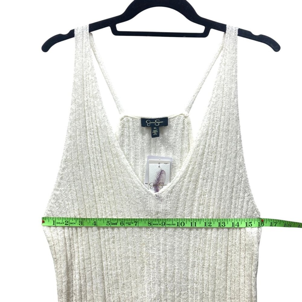Jessica Simpson Edith Sweater Tank Top, Size XL, White Racerback V-Neck, NEW - Picture 7 of 14